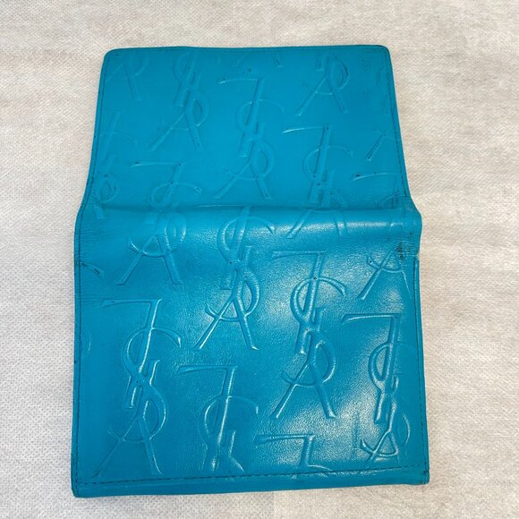 Yves Saint Laurent YSL Vintage Turquoise Compact Bifold Wallet - Preowned - Picture 9 of 13